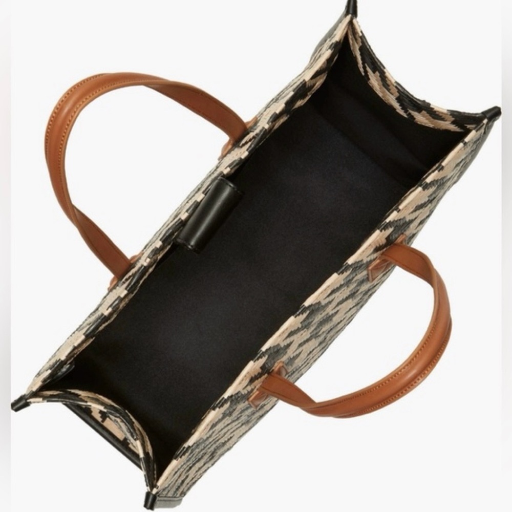 Vince Camuto Saly Black and Tan woven Houndstooth Tote Bag-NWOT sold out online - Picture 3 of 8